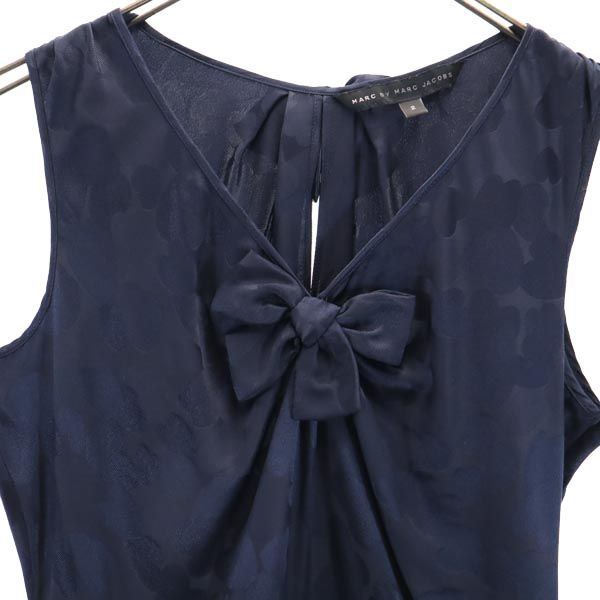 MARC BY MARC JACOBS マークバイマークジェイコブス 総柄 ノースリーブ ワンピース 2 ネイビー系 サイドジップ レディース