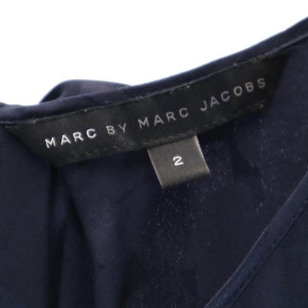 マークバイマークジェイコブス 総柄 ノースリーブ ワンピース 2 ネイビー系 MARC BY MARC JACOBS サイドジップ レディース