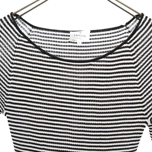 LANVIN en Bleu ランバンオンブルー ボーダー 7分袖 ニット カットソー 38 ホワイト系 レディース