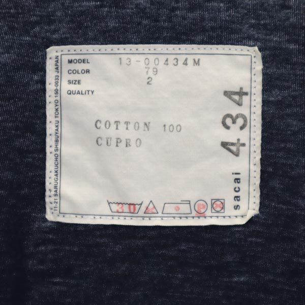 Sacai サカイ 日本製 434 半袖 Vネック Tシャツ 2 紺 メンズ