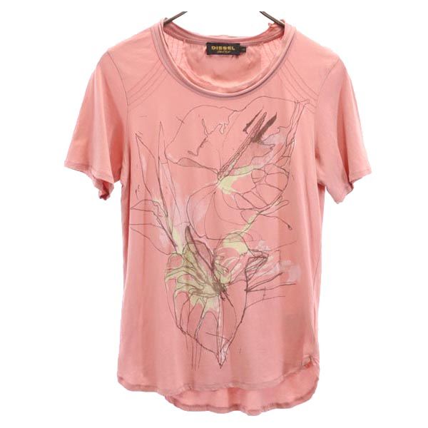 DIESEL ディーゼル プリント 半袖 Tシャツ XS ピンク系 メンズ