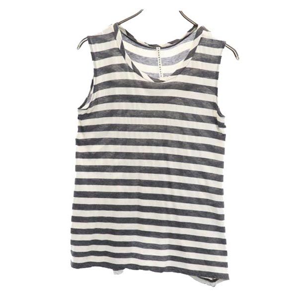 スナオクワハラ 日本製 ボーダー ノースリーブ カットソー M グレー系 sunaokuwahara レディース