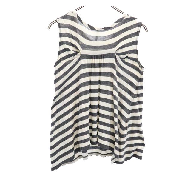 スナオクワハラ 日本製 ボーダー ノースリーブ カットソー M グレー系 sunaokuwahara レディース