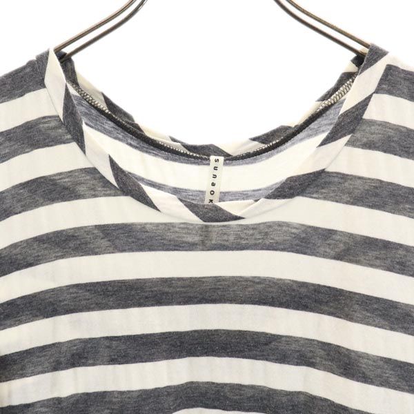 スナオクワハラ 日本製 ボーダー ノースリーブ カットソー M グレー系 sunaokuwahara レディース
