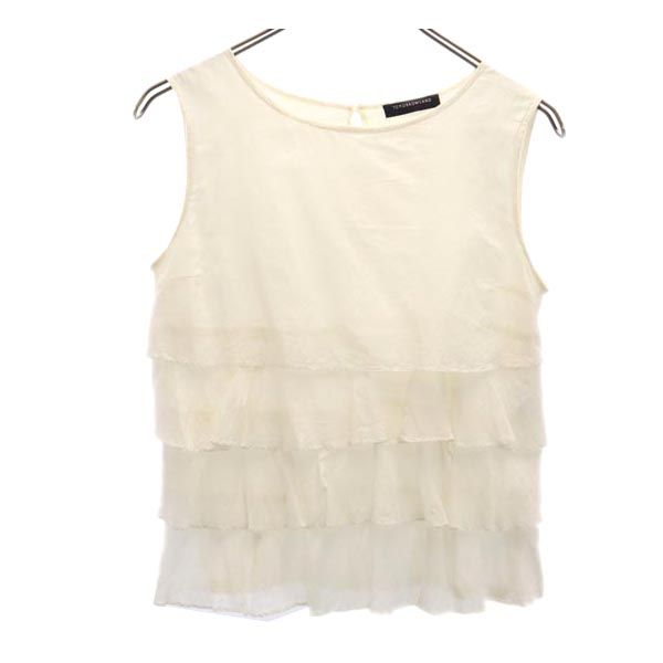 トゥモローランド シルクブレンド ノースリーブ 段々フリル カットソー 38 ホワイト系 TOMORROWLAND レディース