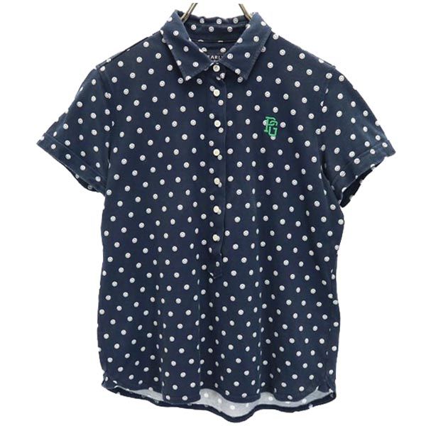 PEARLY GATES パーリーゲイツ 日本製 総柄 ゴルフ 半袖 ウェア 1 ネイビー レディース