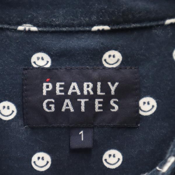 PEARLY GATES パーリーゲイツ 日本製 総柄 ゴルフ 半袖 ウェア 1 ネイビー レディース