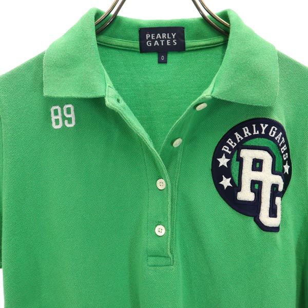 PEARLY GATES パーリーゲイツ 日本製 ゴルフ 半袖 ウェア 0 グリーン 鹿の子 レディース