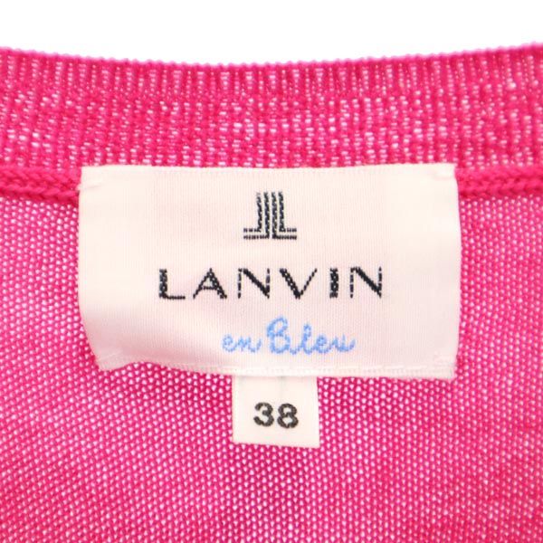 LANVIN en Bleu ランバンオンブルー ウール 半袖 肩デザイン ニット カットソー 38 ピンク系 レディース