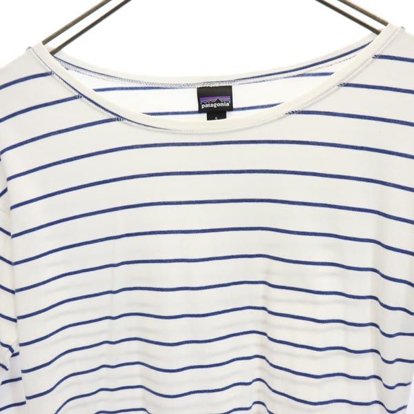 patagonia パタゴニア アウトドア ボーダー 長袖 ロールアップ袖 Tシャツ S ホワイト系 ロンT レディース