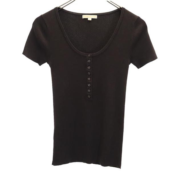 マイケルマイケルコース シルクブレンド 半袖 リブニット カットソー 4 ブラック系 MICHAEL MICHAEL KORS レディース