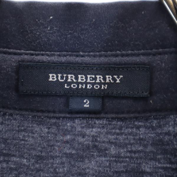 バーバリー 日本製 三陽商会 半袖 ハーフボタン シャツ 2 ネイビー BURBERRY レディース