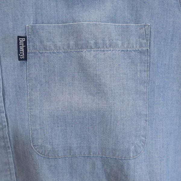 Burberrys バーバリーズ 90s オールド 日本製 三陽商会 半袖 ボタンダウンシャツ SA ブルー メンズ