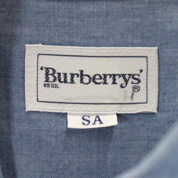 バーバリーズ 90s オールド 日本製 三陽商会 半袖 ボタンダウンシャツ SA ブルー Burberrys メンズ