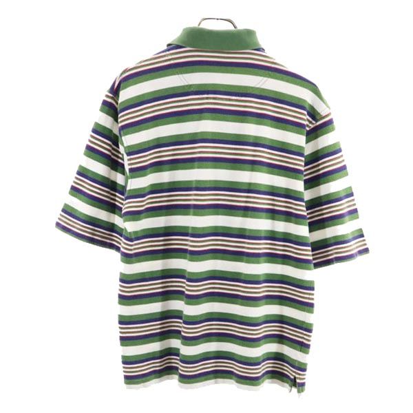 Timberland ティンバーランド ボーダー 半袖 ポロシャツ XS グリーン系 鹿の子 メンズ