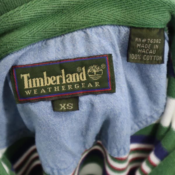 Timberland ティンバーランド ボーダー 半袖 ポロシャツ XS グリーン系 鹿の子 メンズ