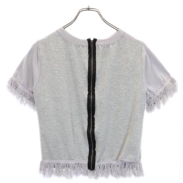 LANVIN ランバン 半袖 カットソー 38 グレー系 フリンジ バックジップ レディース
