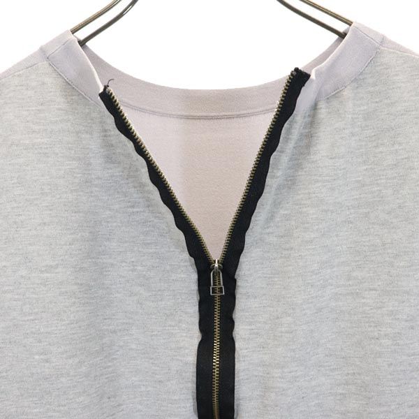 LANVIN ランバン 半袖 カットソー 38 グレー系 フリンジ バックジップ レディース