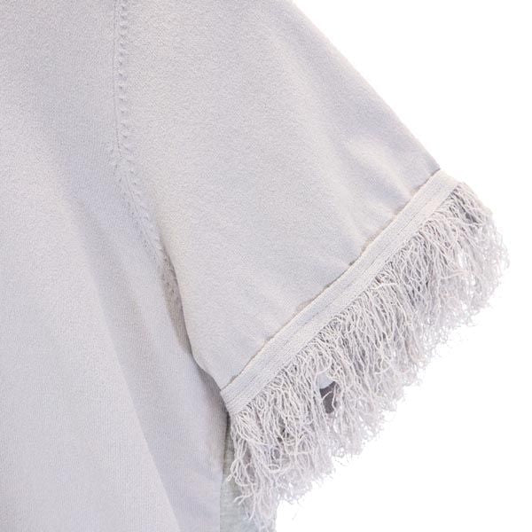 LANVIN ランバン 半袖 カットソー 38 グレー系 フリンジ バックジップ レディース