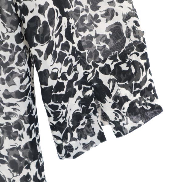 Aquascutum アクアスキュータム 総柄 半袖 オープンカラーシャツ ブラック系 レディース