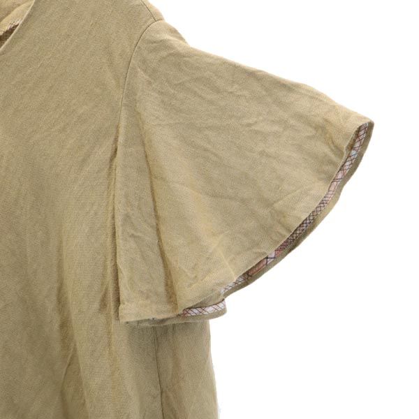 beautiful people ビューティフルピープル 日本製 リネンブレンド 半袖 カットソー 34 ブラウン系 レディース