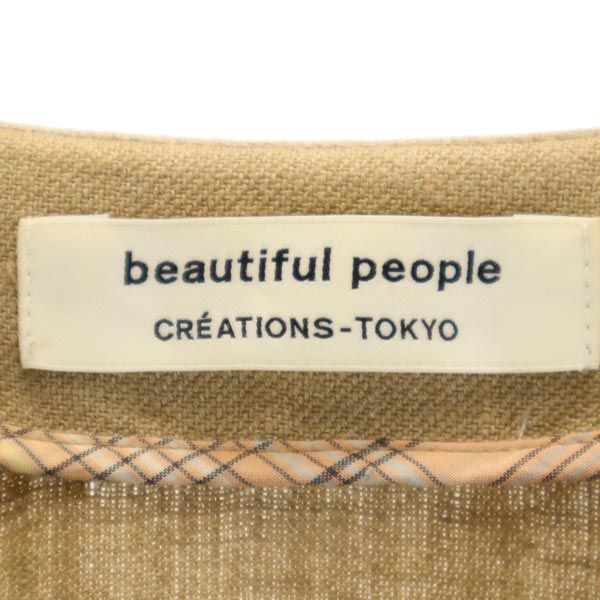 beautiful people ビューティフルピープル 日本製 リネンブレンド 半袖 カットソー 34 ブラウン系 レディース