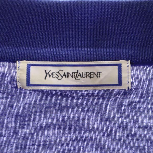 イヴサンローラン 90s 半袖 ハーフボタン シャツ M ブルー YVES SAINT LAURENT レディース