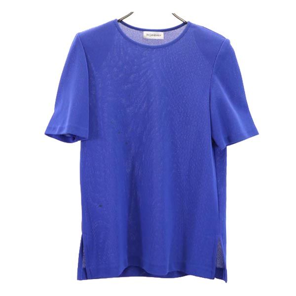 YVES SAINT LAURENT イヴサンローラン 90s オールド 半袖 カットソー M 青 レディース