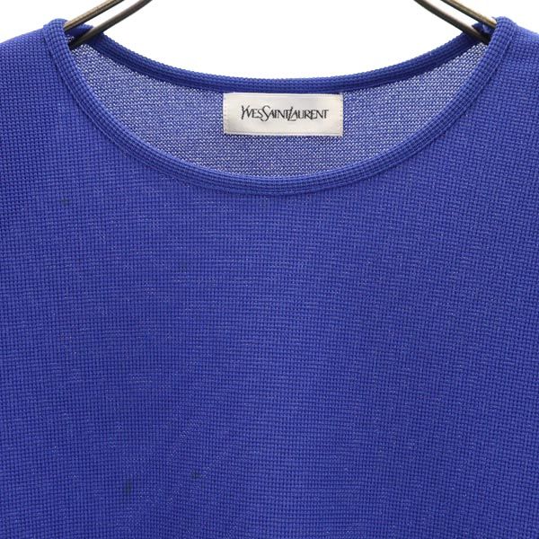 YVES SAINT LAURENT イヴサンローラン 90s オールド 半袖 カットソー M 青 レディース