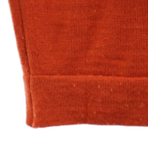 JOHN SMEDLEY ジョンスメドレー 英国製 ウール 5分袖 Vネック セーター S オレンジ系 ニット レディース