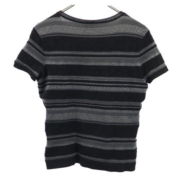 KENZO ケンゾー イタリア製 ボーダー柄 半袖 Vネック セーター M 黒系 ニット レディース
