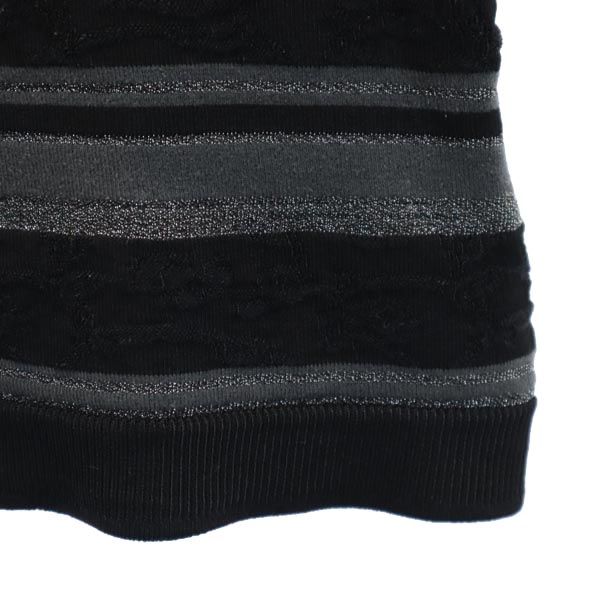 KENZO ケンゾー イタリア製 ボーダー柄 半袖 Vネック セーター M 黒系 ニット レディース