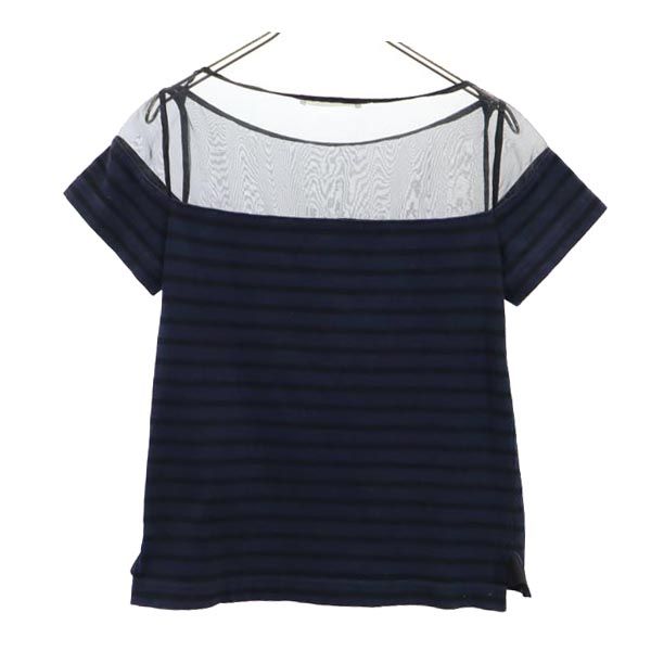 sacai luck サカイラック ボーダー柄 半袖 ボートネック カットソー 2 紺×黒 レディース