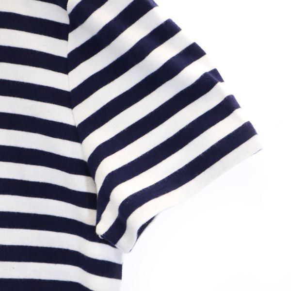 LAUREN RALPH LAUREN ローレンラルフローレン ボーダー 半袖 シャツ L ネイビー×ホワイト レースアップ リボン レディース