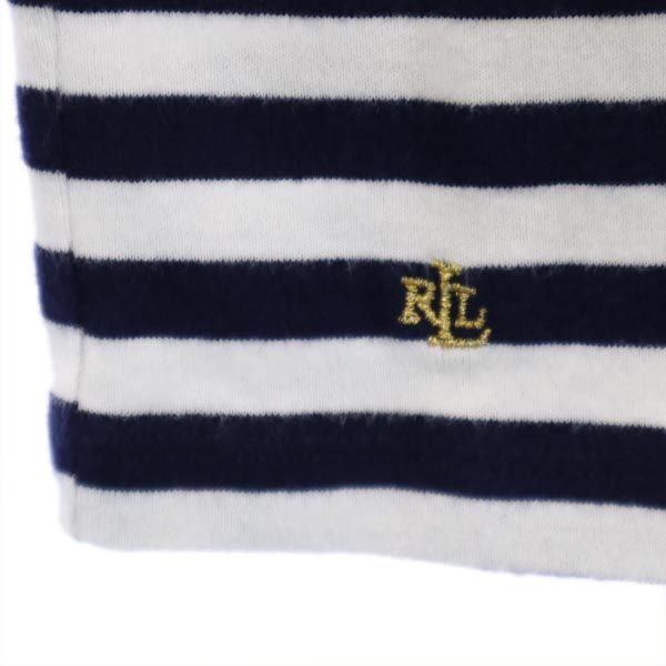 LAUREN RALPH LAUREN ローレンラルフローレン ボーダー 半袖 シャツ L ネイビー×ホワイト レースアップ リボン レディース