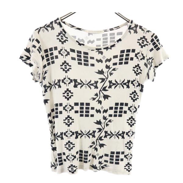 Yohji Yamamoto ヨウジヤマモト 日本製 総柄 半袖 Tシャツ 2 ホワイト系 レディース