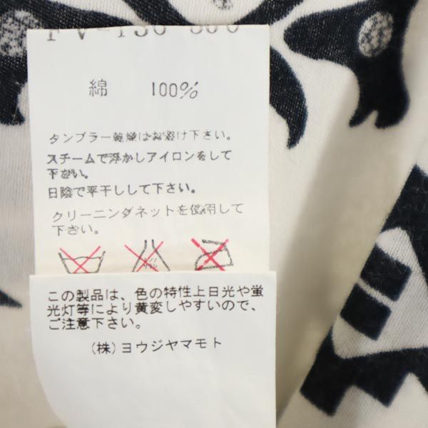 Yohji Yamamoto ヨウジヤマモト 日本製 総柄 半袖 Tシャツ 2 ホワイト系 レディース