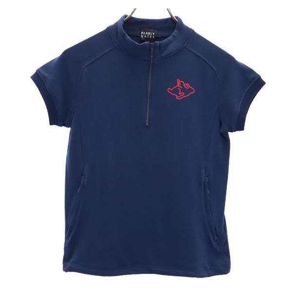 PEARLY GATES パーリーゲイツ ゴルフ 半袖 ハーフジップ Tシャツ 0 ネイビー系 レディース