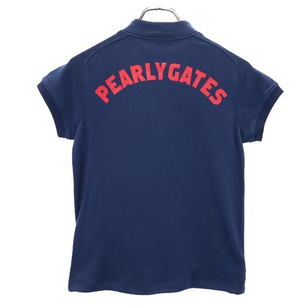 PEARLY GATES パーリーゲイツ ゴルフ 半袖 ハーフジップ Tシャツ 0 ネイビー系 レディース