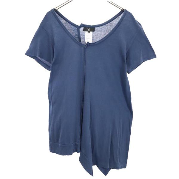 Y's ワイズ 日本製 半袖 アシンメトリー Tシャツ 2 ネイビー系 メンズ