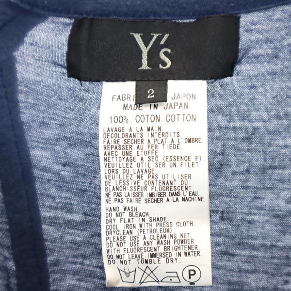 Y's ワイズ 日本製 半袖 アシンメトリー Tシャツ 2 ネイビー系 メンズ