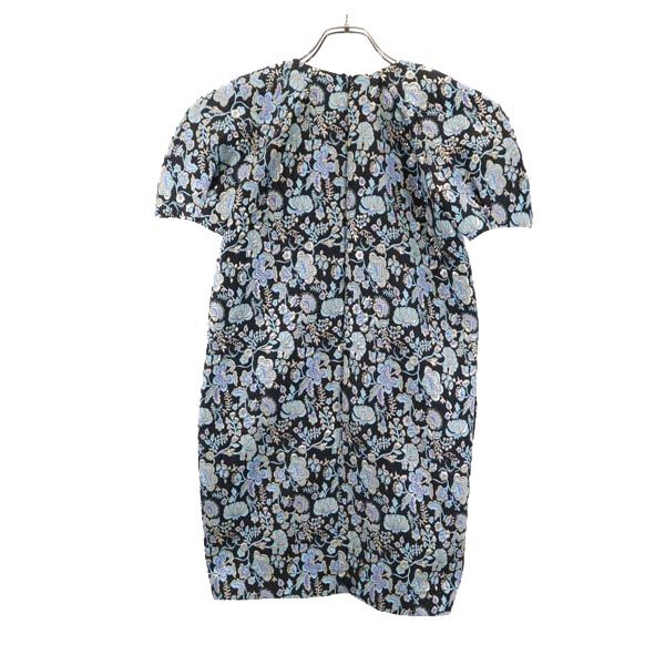 未使用 エムエスジーエム イタリア製 総柄 半袖 ワンピース 38 ブルー系 MSGM レディース