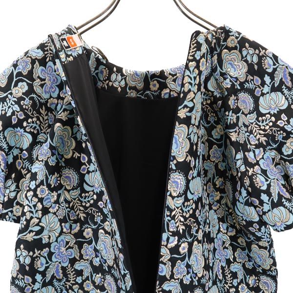 未使用 エムエスジーエム イタリア製 総柄 半袖 ワンピース 38 ブルー系 MSGM レディース