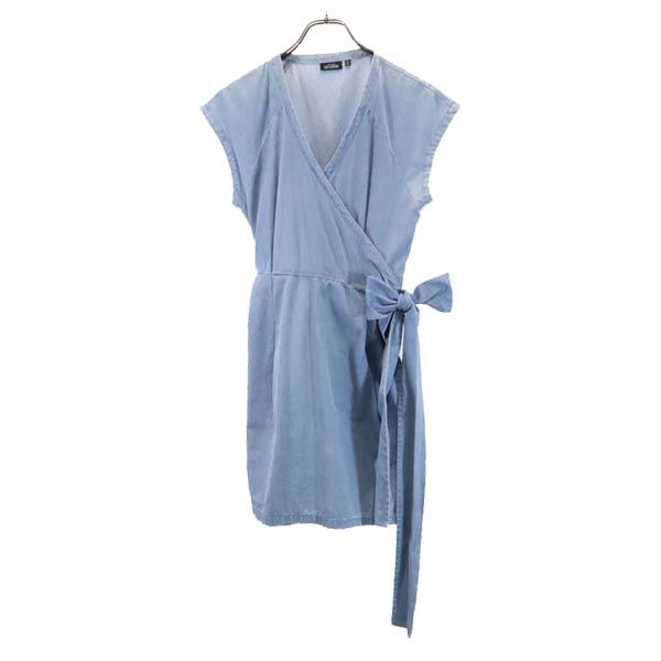 KATE SPADE SATURDAY ケイトスペードサタデー ノースリーブ カシュクール ワンピース S ブルー系 レディース