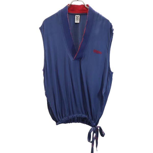 Myne マイン 日本製 ノースリーブ Vネック カットソー M ネイビー系 レディース