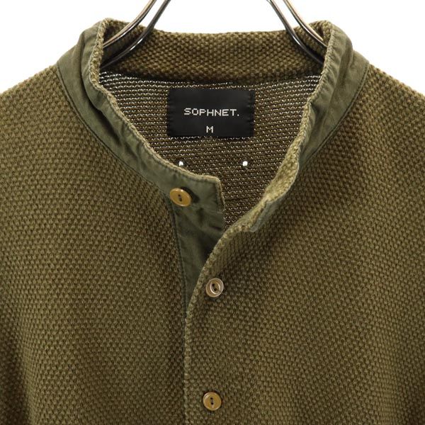 SOPHNET. ソフネット 日本製 半袖 ヘンリーネック Tシャツ M カーキ系 メンズ