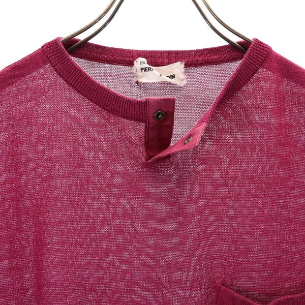Pierre Cardin ピエールカルダン リネン 半袖 セーター M ボルドー系 ニット メンズ