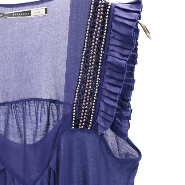 SPORT MAX CODE スポーツマックスコーデ ノースリーブ チュニック M ネイビー系 ビーズ飾り レディース