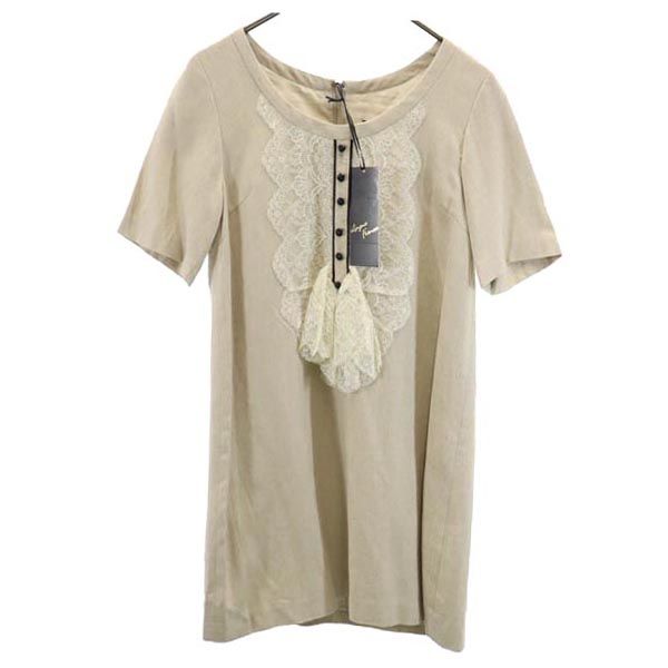 未使用 LINGUA FRANCA リングァフランカ 半袖 ワンピース F ベージュ レディース