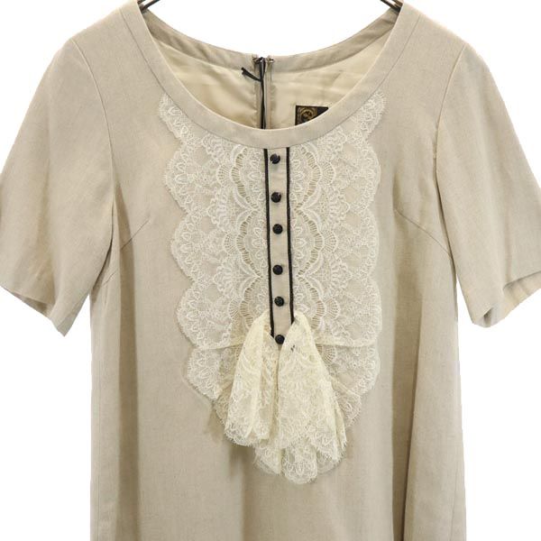 未使用 LINGUA FRANCA リングァフランカ 半袖 ワンピース F ベージュ レディース